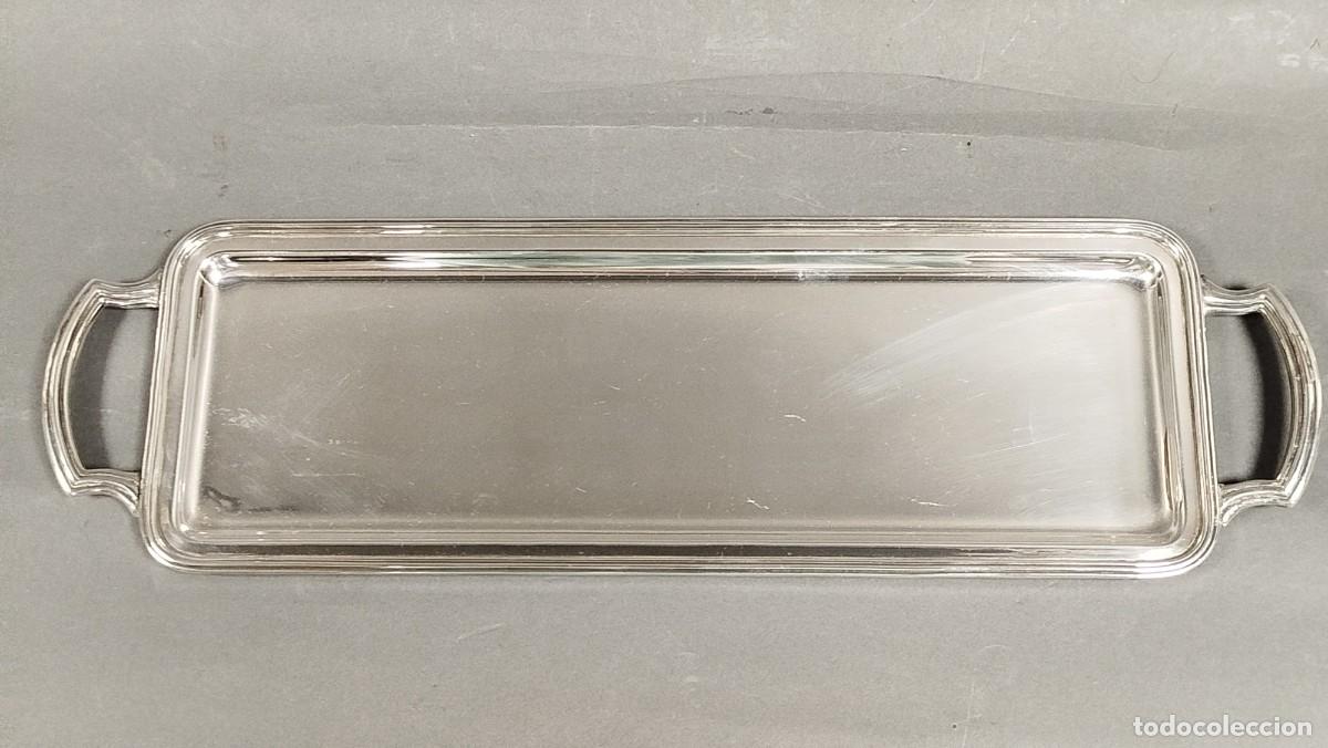 Antig&uuml;edades: BANDEJA DE ALPACA CON 9 COPITAS DE CRISTAL - Foto 4