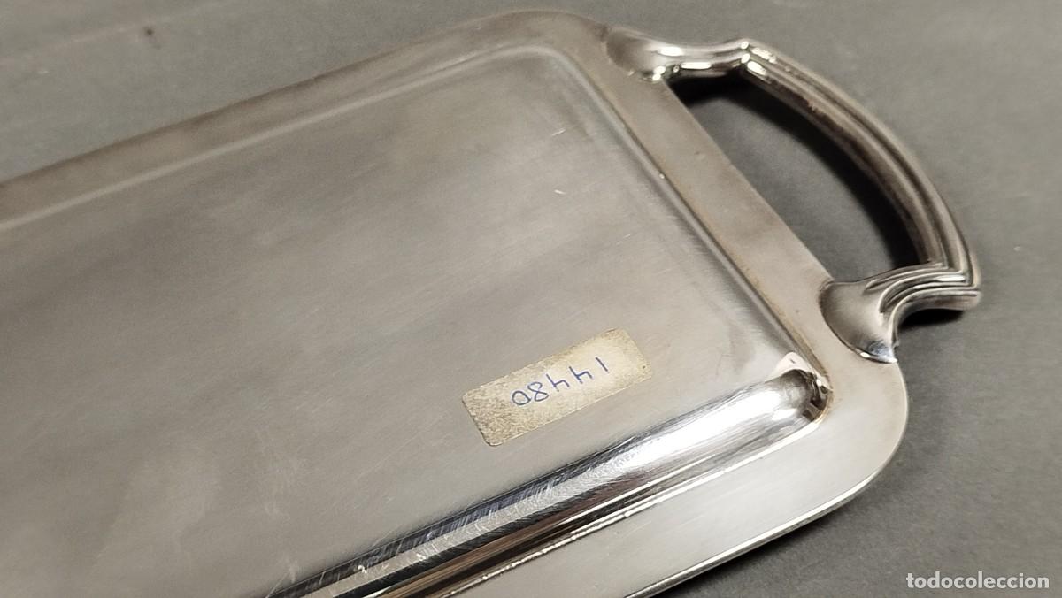 Antig&uuml;edades: BANDEJA DE ALPACA CON 9 COPITAS DE CRISTAL - Foto 6