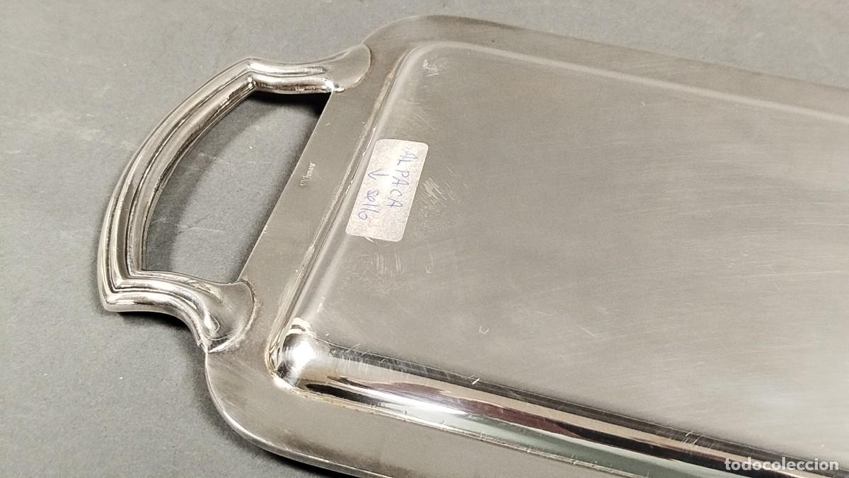 Antig&uuml;edades: BANDEJA DE ALPACA CON 9 COPITAS DE CRISTAL - Foto 7