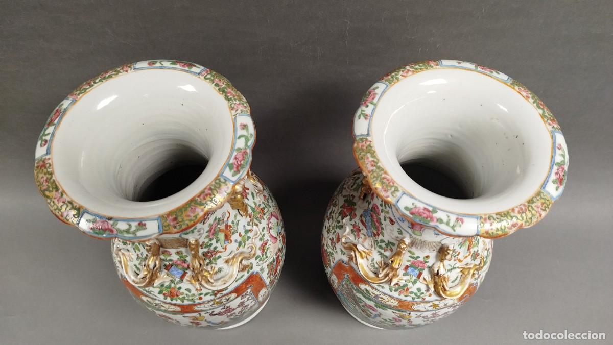 Antig&uuml;edades: PAREJA JARRONES PORCELANA CHINA DE CANT&Oacute;N - Foto 2
