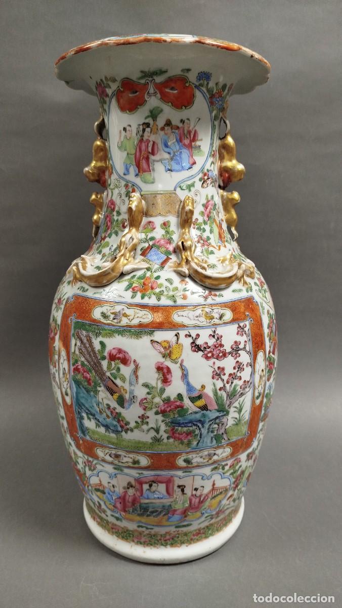 Antig&uuml;edades: PAREJA JARRONES PORCELANA CHINA DE CANT&Oacute;N - Foto 3
