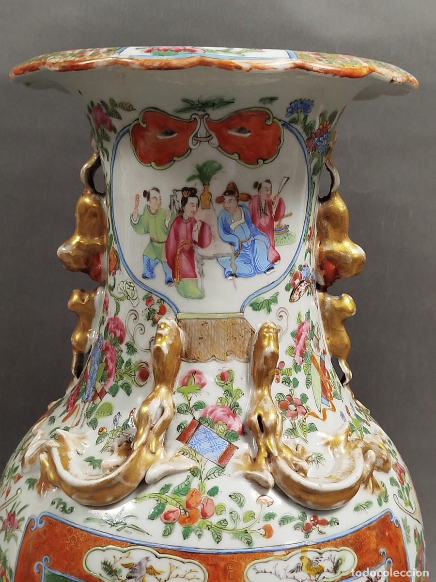 Antig&uuml;edades: PAREJA JARRONES PORCELANA CHINA DE CANT&Oacute;N - Foto 5