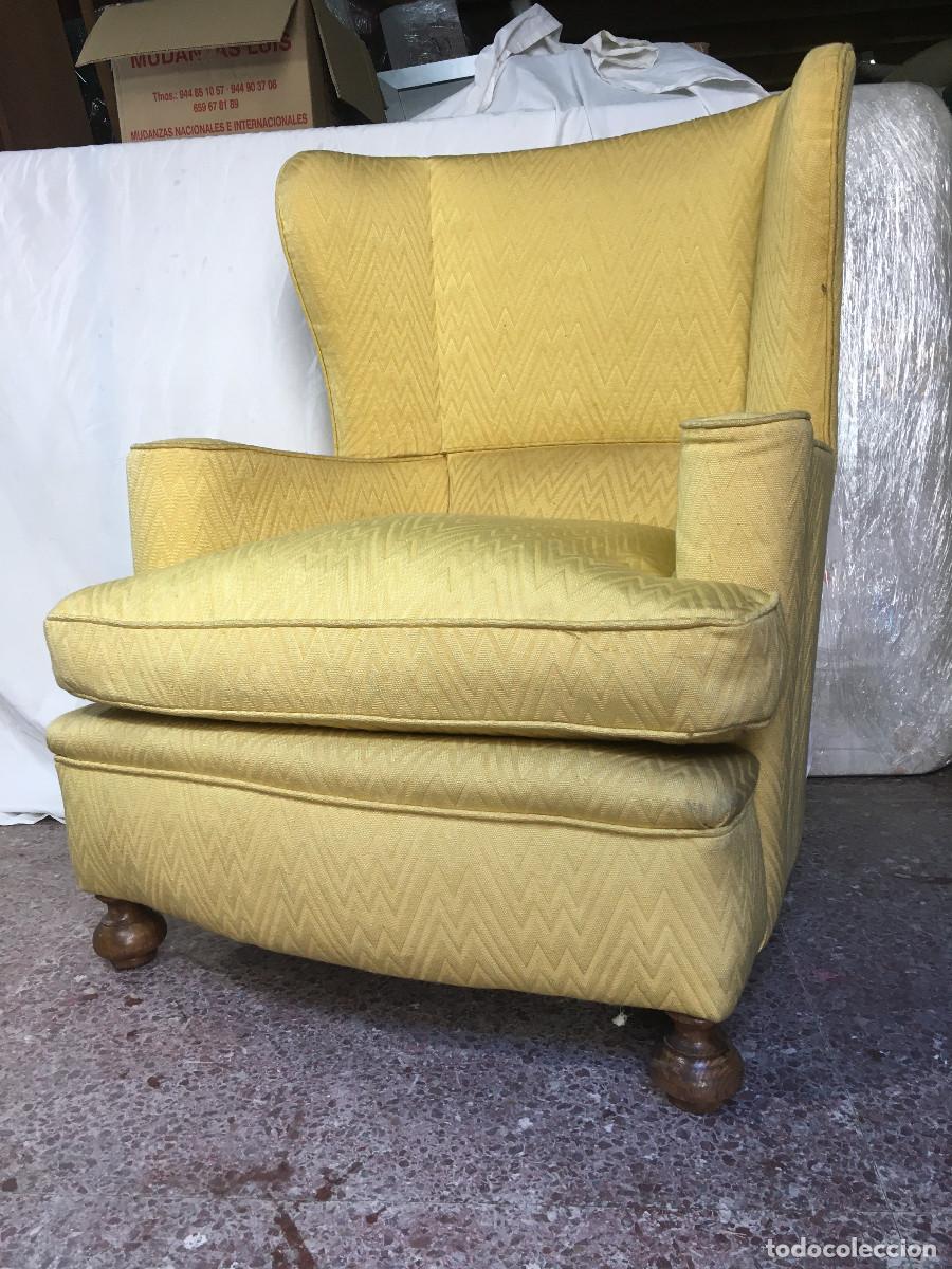 Antig&uuml;edades: Sill&oacute;n orejero vintage amarillo - Foto 2