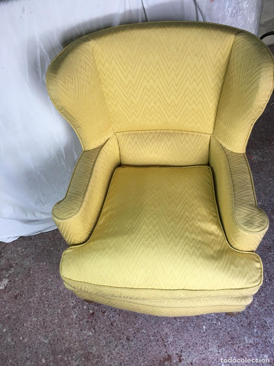 Antig&uuml;edades: Sill&oacute;n orejero vintage amarillo - Foto 3