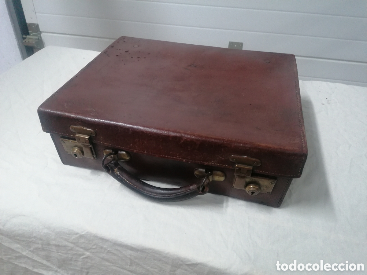 Antig&uuml;edades: Maleta de cuero antigua - Foto 2