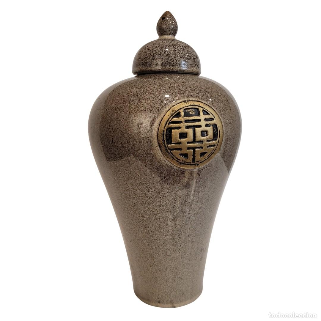 Antig&uuml;edades: Tibor con inscripci&oacute;n, gres, f. s. XX - China - Foto 2