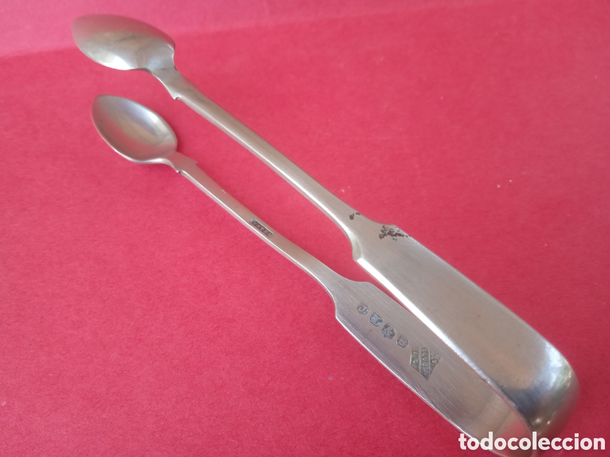 Antig&uuml;edades: PINZAS CUCHARILLAS PARA SERVIR DE PLATA *BC - Foto 2