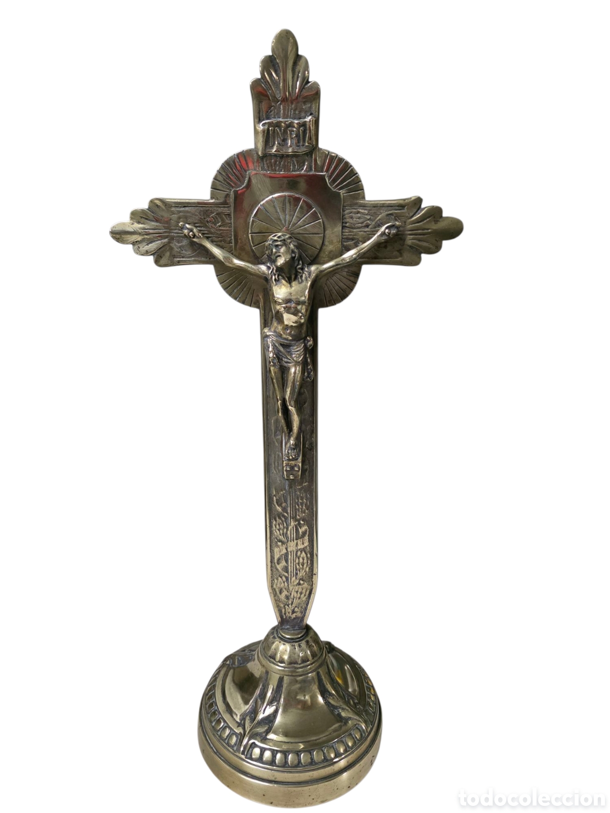 Antig&uuml;edades: Crucifijo de altar en bronce 50 cm - Foto 2