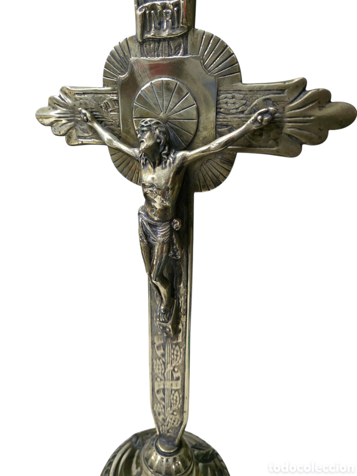 Antig&uuml;edades: Crucifijo de altar en bronce 50 cm - Foto 4