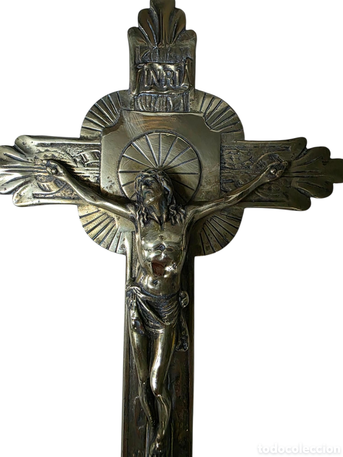 Antig&uuml;edades: Crucifijo de altar en bronce 50 cm - Foto 8