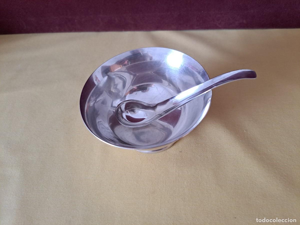 Antig&uuml;edades: CUENCO PARA POSTRE CON CUCHARILLA EN ALPACA - Foto 3