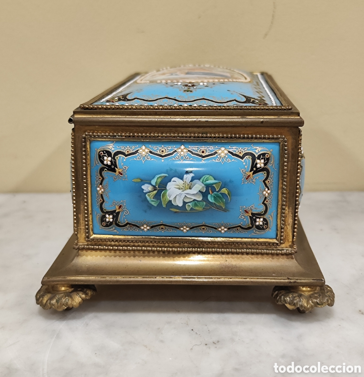 Antig&uuml;edades: Joyero antiguo en esmalte y bronce. - Foto 8