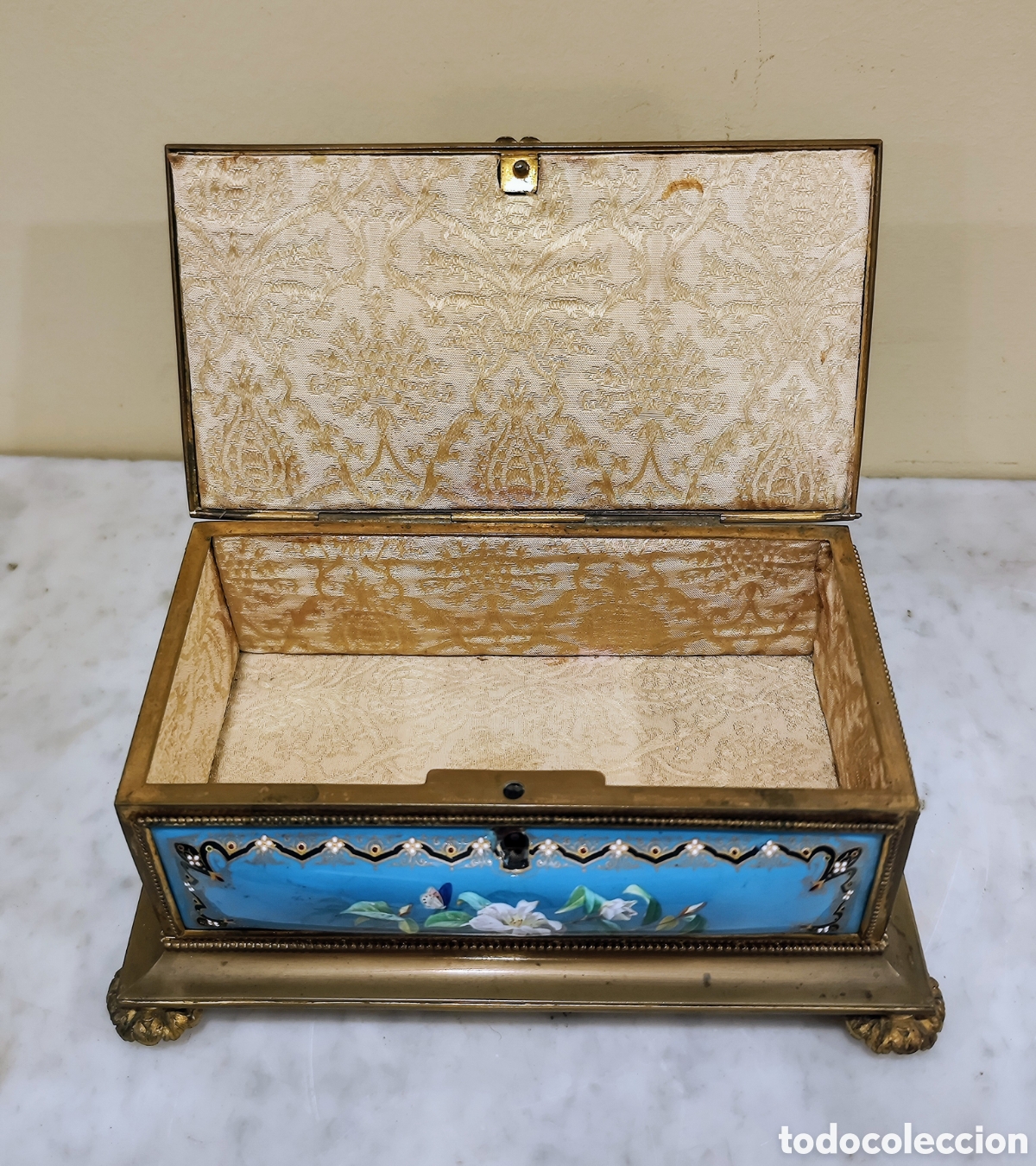 Antig&uuml;edades: Joyero antiguo en esmalte y bronce. - Foto 12