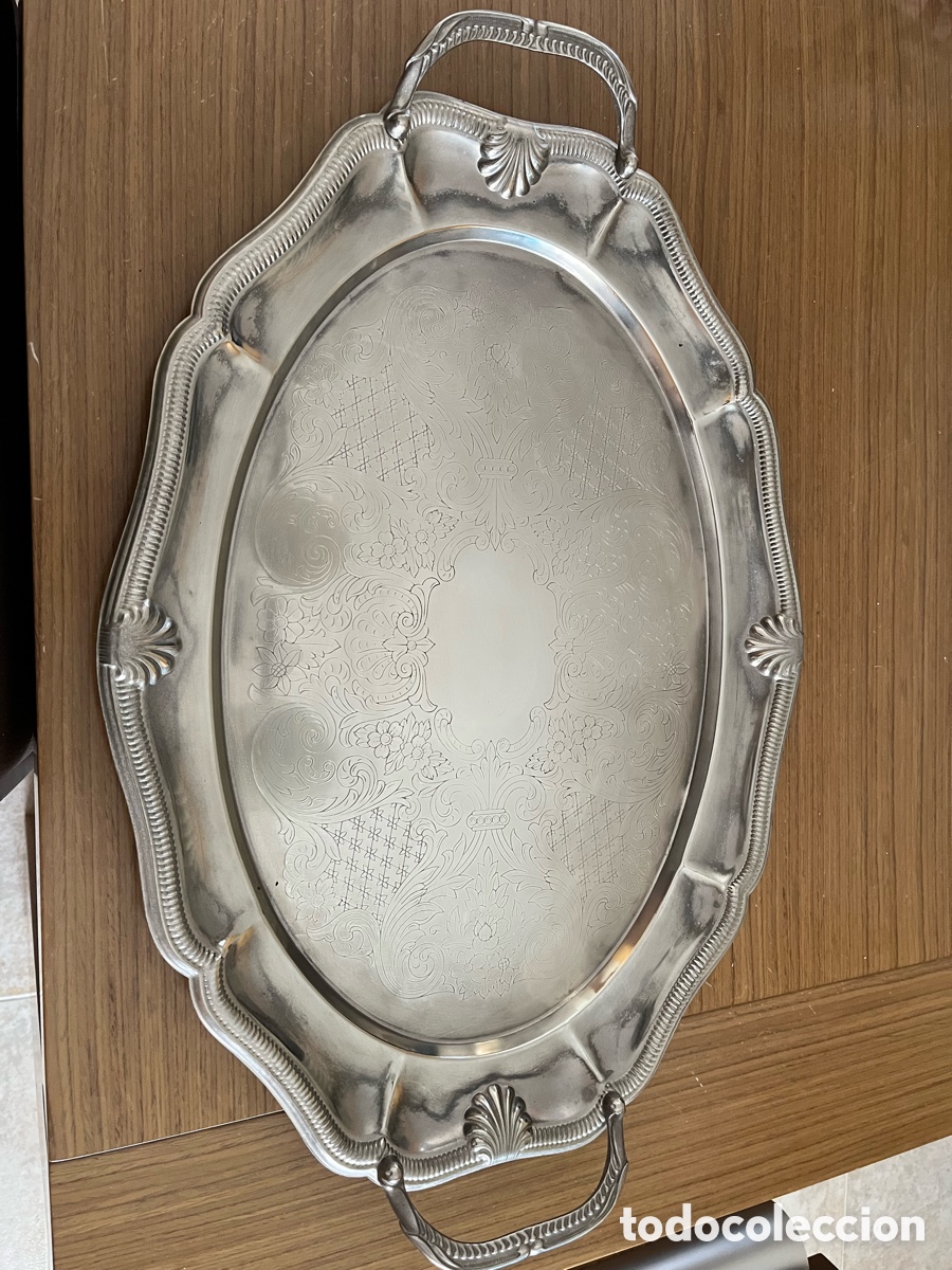 Antig&uuml;edades: Bandeja ba&ntilde;o de plata - Foto 2