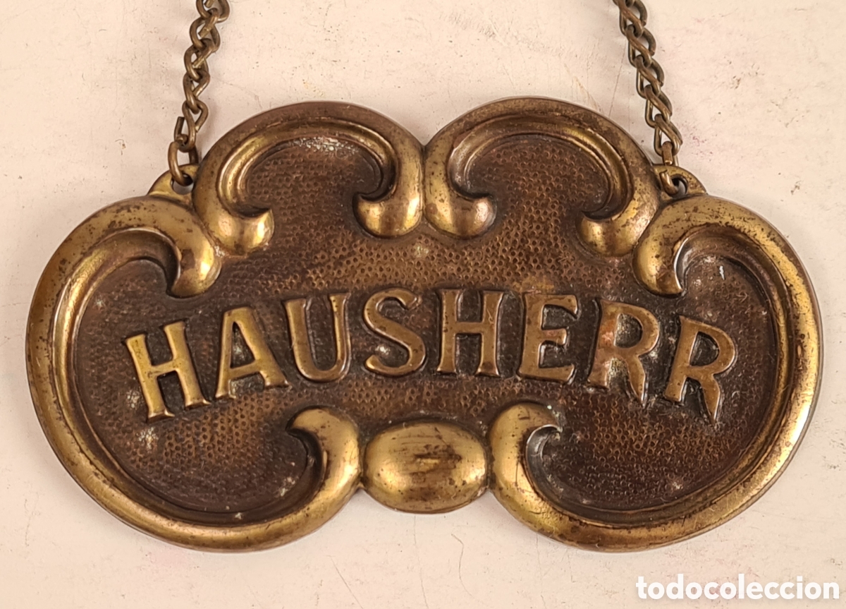 Antig&uuml;edades: Cartel Placa Bronce 'Hausherr' - Decoraci&oacute;n - Chapa