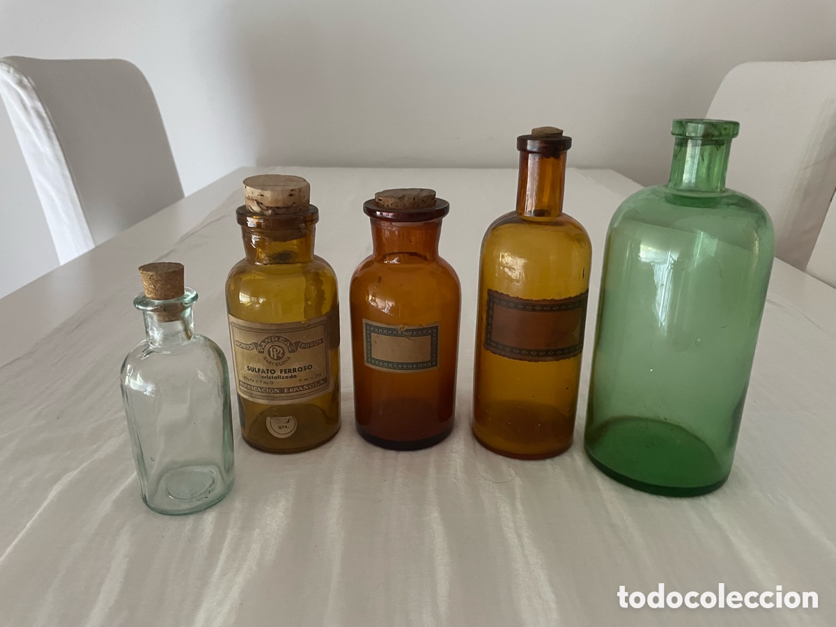 Antig&uuml;edades: 5 frascos laboratorio antiguos - Foto 1