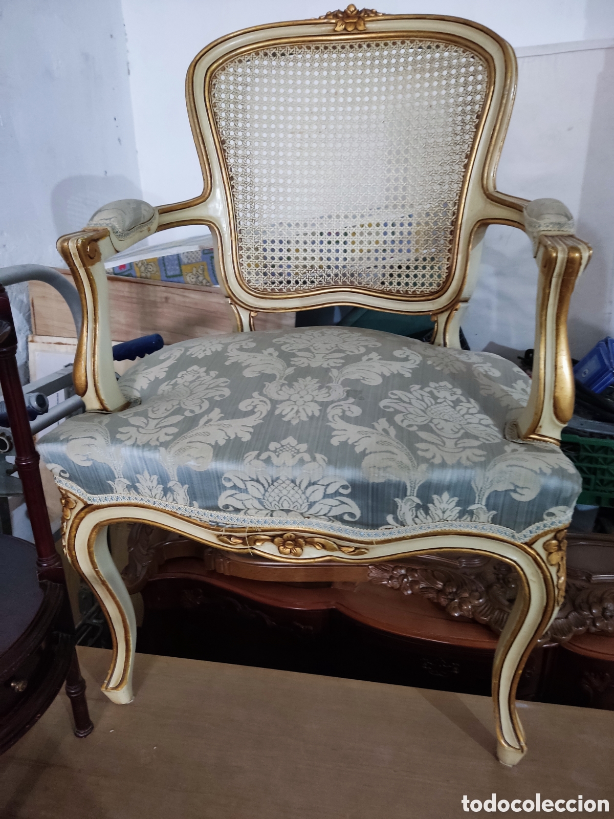 Antig&uuml;edades: Conjunto mesa y sillas luis xv - Foto 2