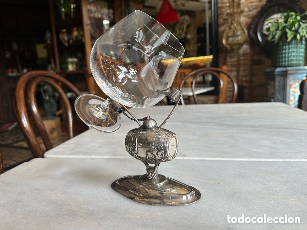 Antig&uuml;edades: Calienta copas brandy co&ntilde;ac forma de barril