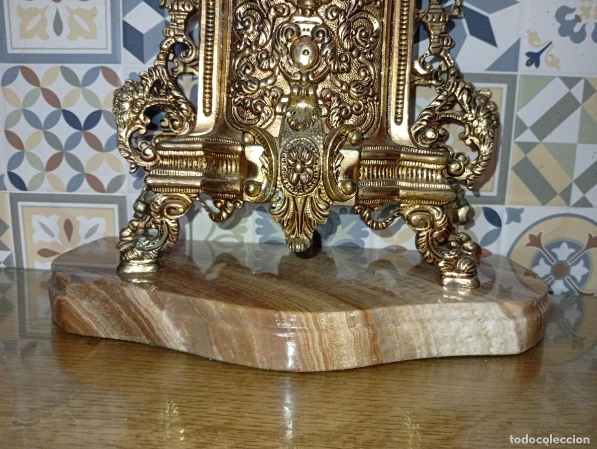 Antig&uuml;edades: Antiguo y gran Reloj de bronce sobre m&aacute;rmol - Foto 7