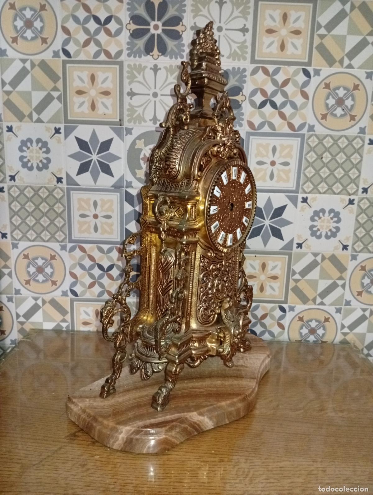 Antig&uuml;edades: Antiguo y gran Reloj de bronce sobre m&aacute;rmol - Foto 8
