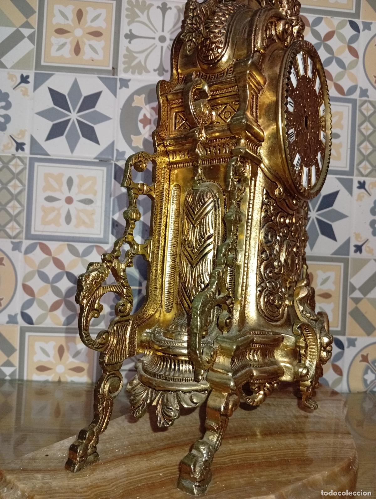 Antig&uuml;edades: Antiguo y gran Reloj de bronce sobre m&aacute;rmol - Foto 10
