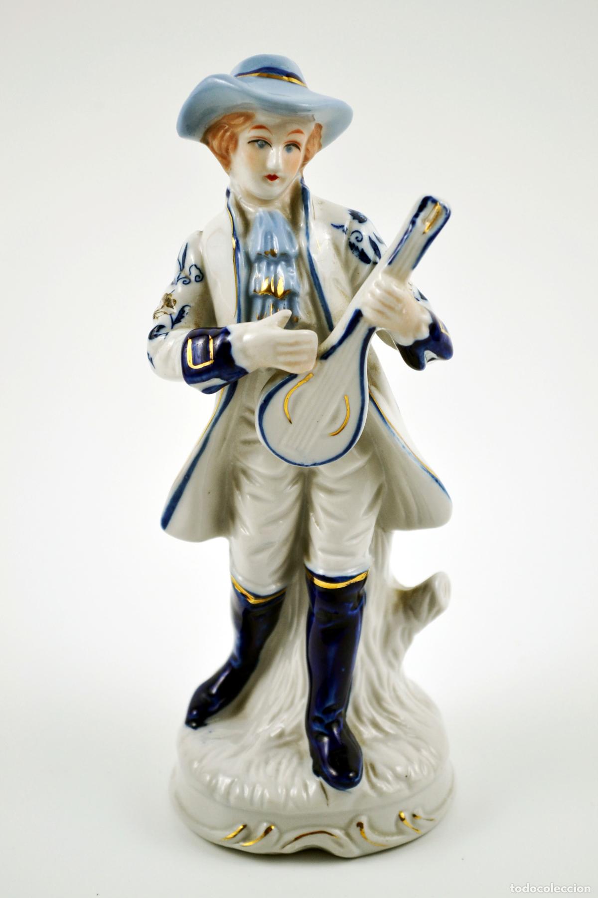 Antiques: TROBADOR CON LAUD. FIGURA DE PORCELANA (ADG1)