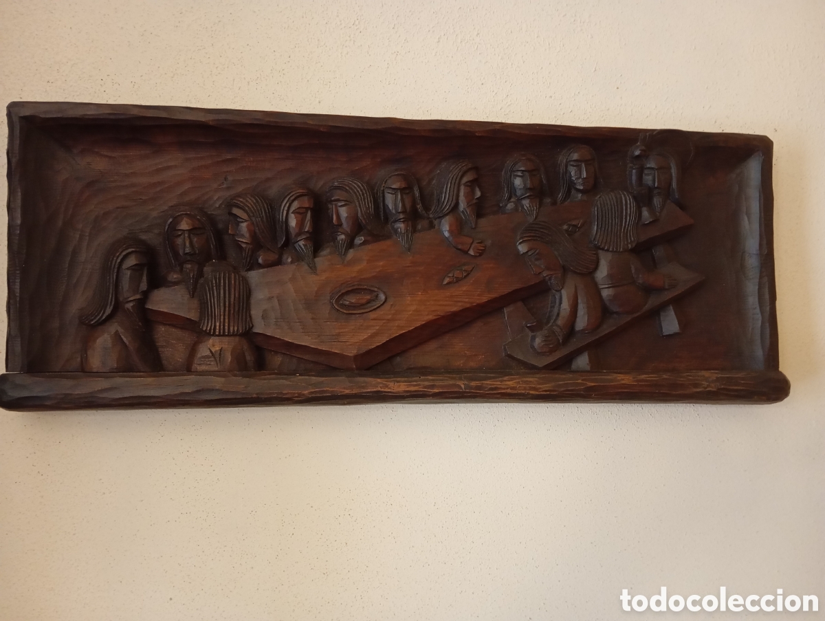 Antig&uuml;edades: &Uacute;ltima Cena tallada en madera en relieve - Foto 1