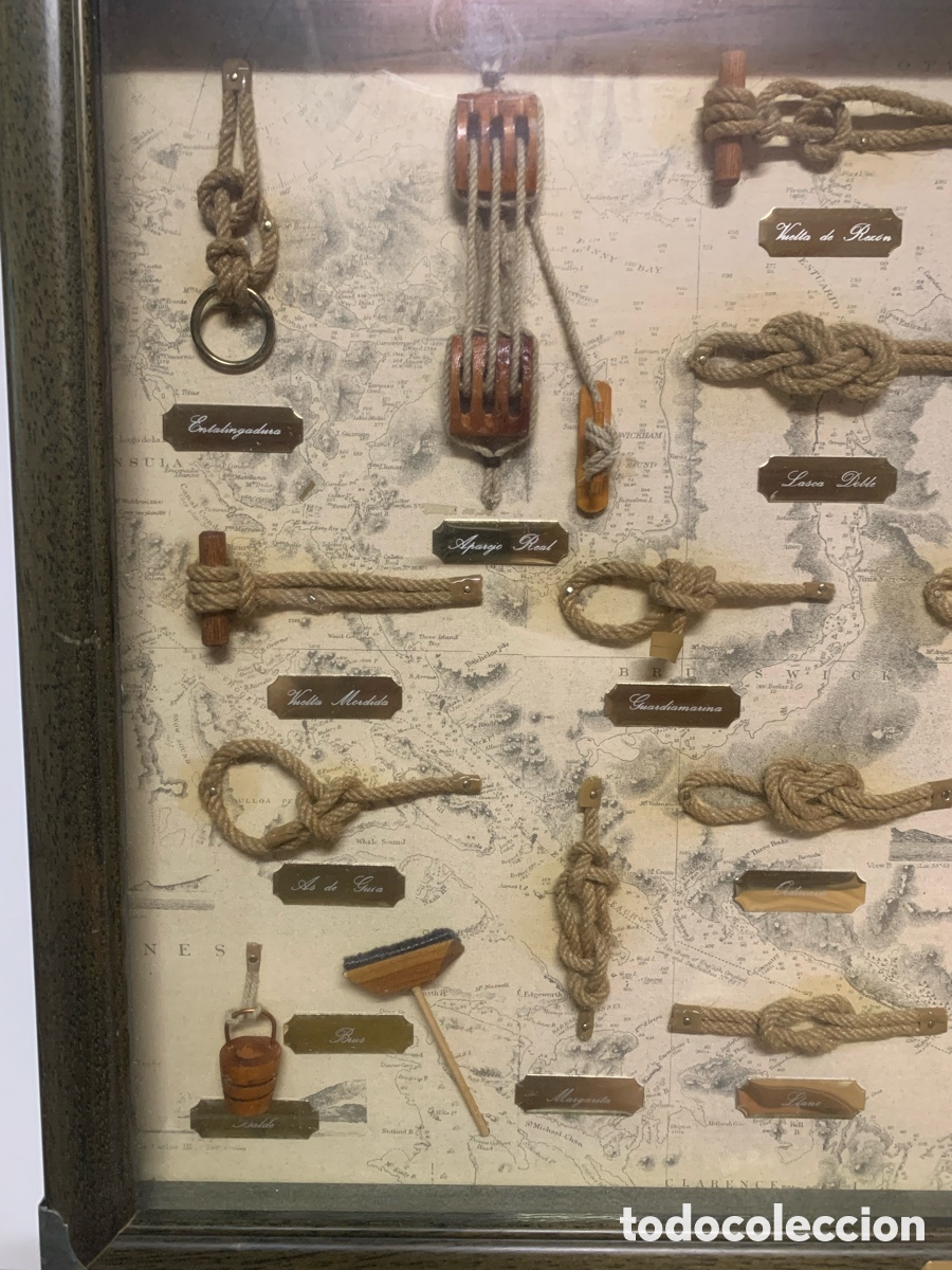Antig&uuml;edades: Cuadro de Nudos Marineros con Cristal - Foto 2