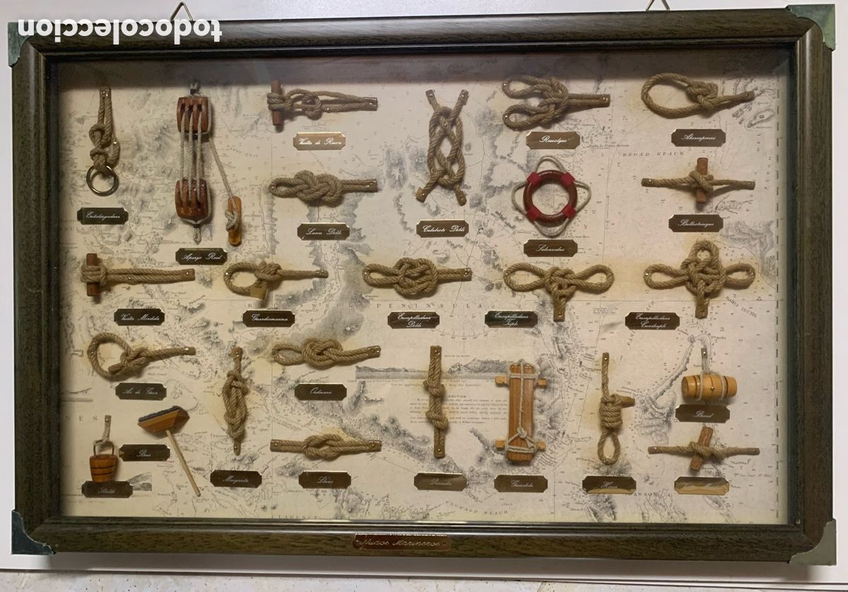 Antig&uuml;edades: Cuadro de Nudos Marineros con Cristal - Foto 5
