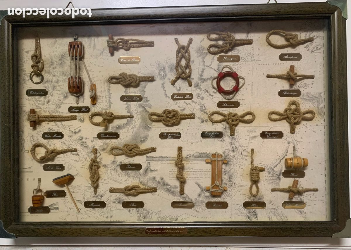 Antig&uuml;edades: Cuadro de Nudos Marineros con Cristal - Foto 1