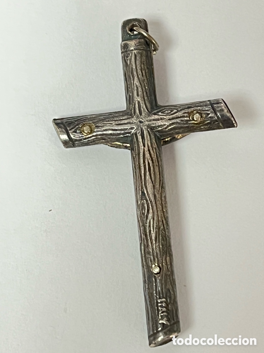 Antig&uuml;edades: Crucifijo plateado /C350 - Foto 2