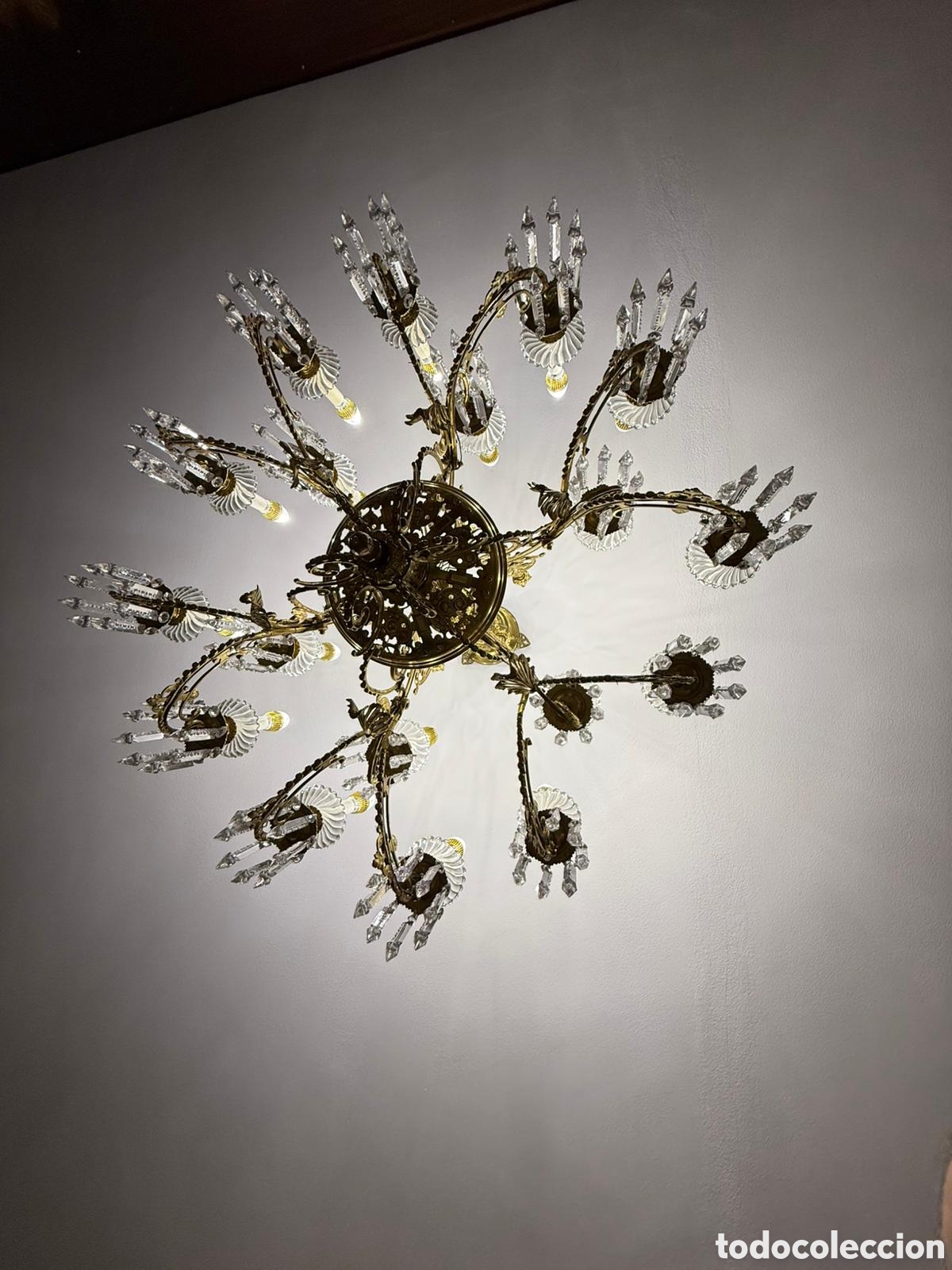 Antig&uuml;edades: LAMPARA ANTIGUA BRONCE CRISTAL - Foto 4
