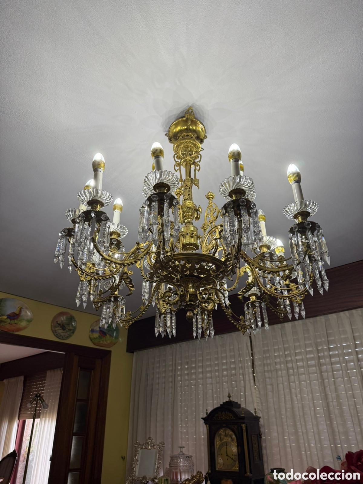 Antig&uuml;edades: LAMPARA ANTIGUA BRONCE CRISTAL - Foto 9