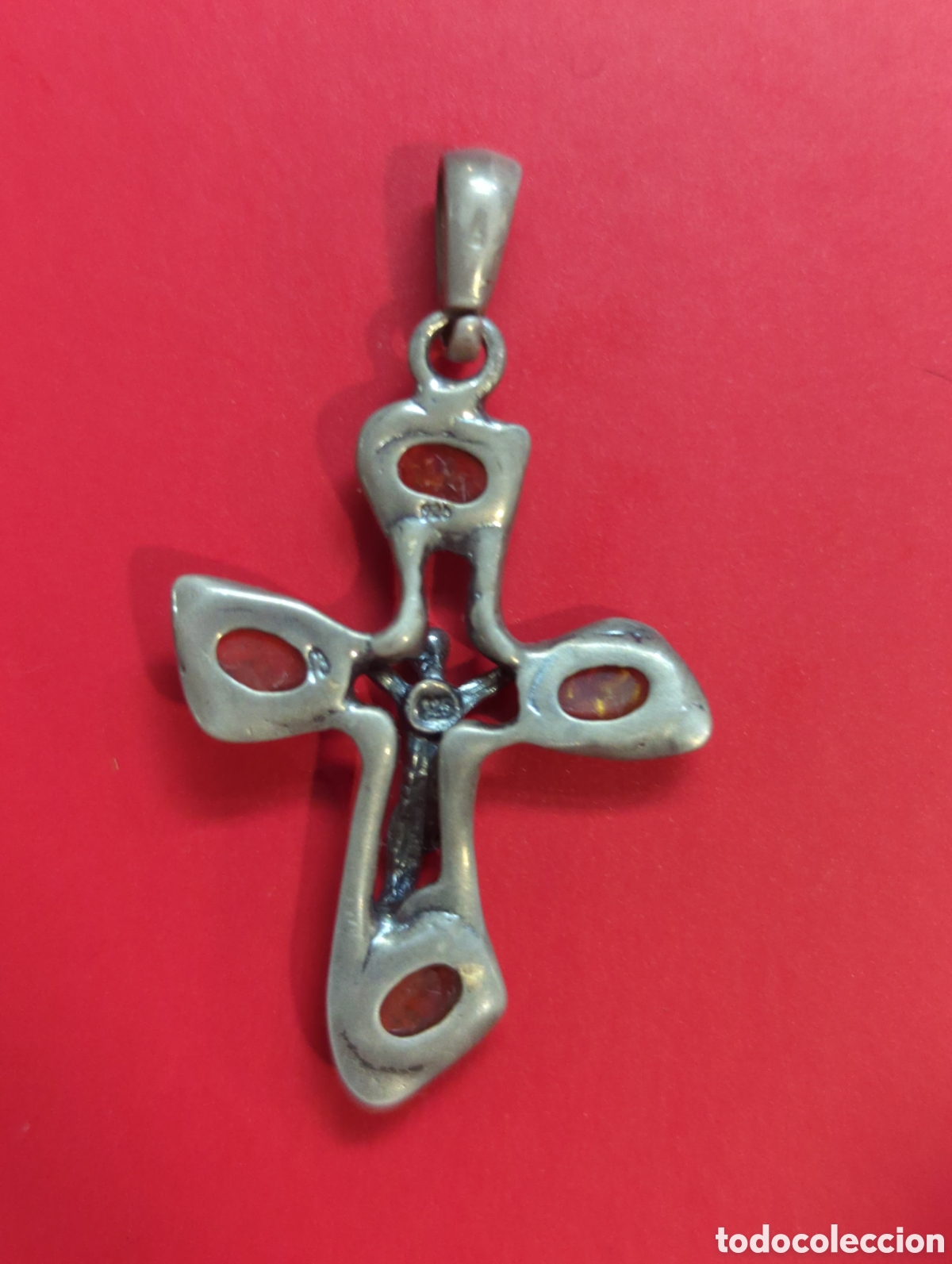 Antig&uuml;edades: Cristo setentero de plata y &aacute;mbar. REF-9292 - Foto 2