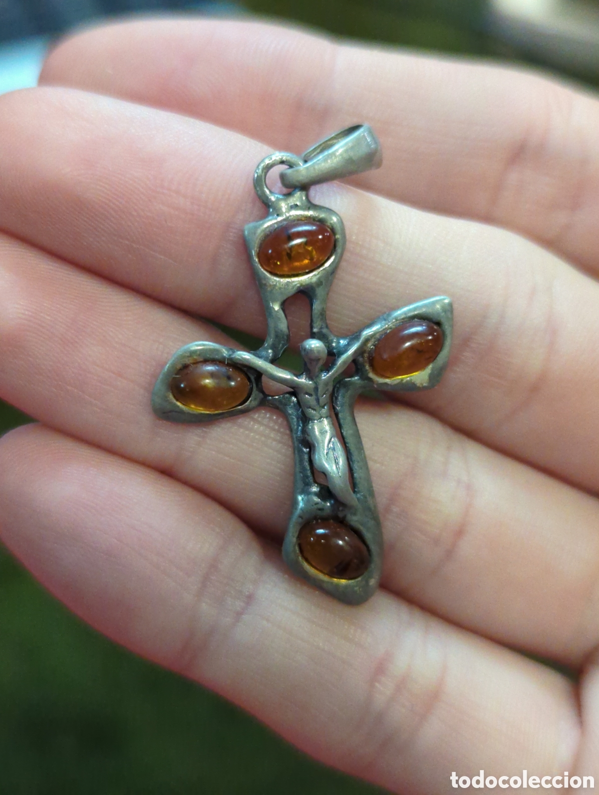 Antig&uuml;edades: Cristo setentero de plata y &aacute;mbar. REF-9292 - Foto 3