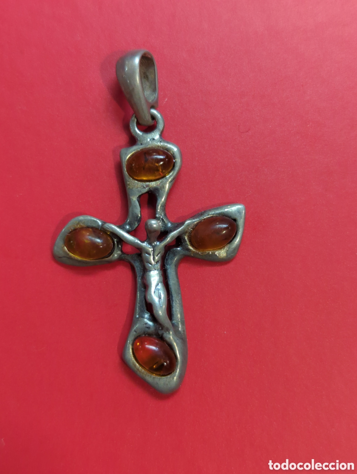 Antig&uuml;edades: Cristo setentero de plata y &aacute;mbar. REF-9292 - Foto 1