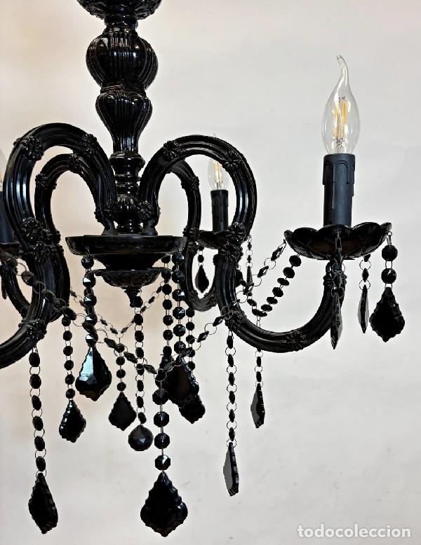 Antig&uuml;edades: L&aacute;mpara de Techo de Cristal Negro - Foto 2