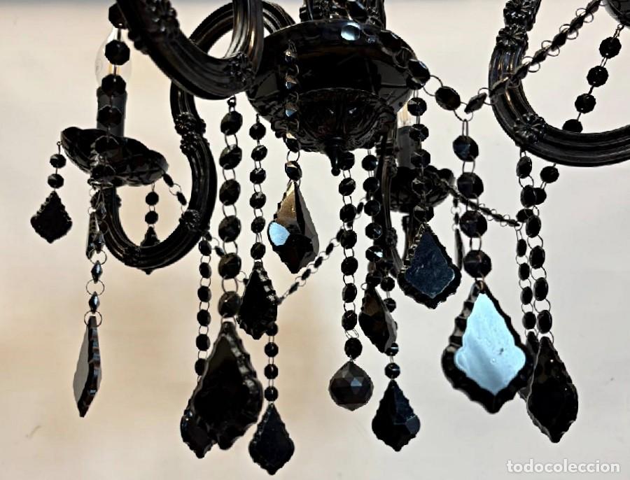 Antig&uuml;edades: L&aacute;mpara de Techo de Cristal Negro - Foto 3