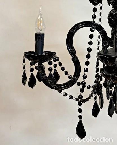 Antig&uuml;edades: L&aacute;mpara de Techo de Cristal Negro - Foto 5