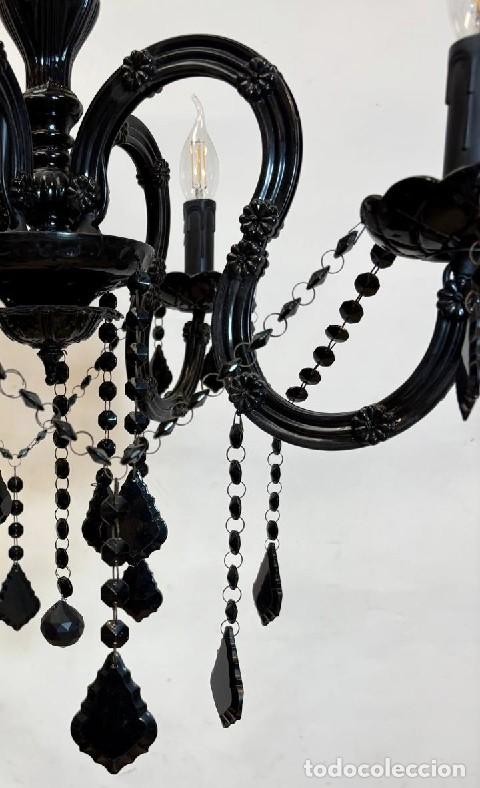 Antig&uuml;edades: L&aacute;mpara de Techo de Cristal Negro - Foto 6