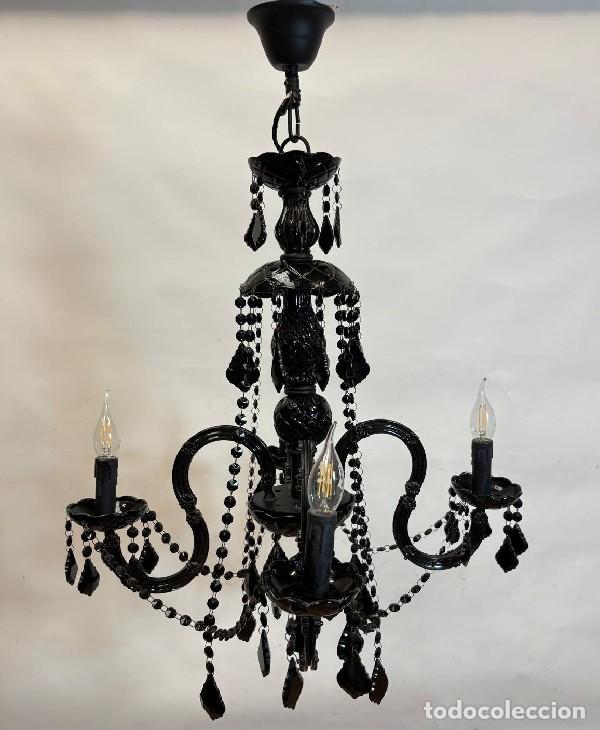 Antig&uuml;edades: L&aacute;mpara de Techo de Cristal Negro - Foto 7