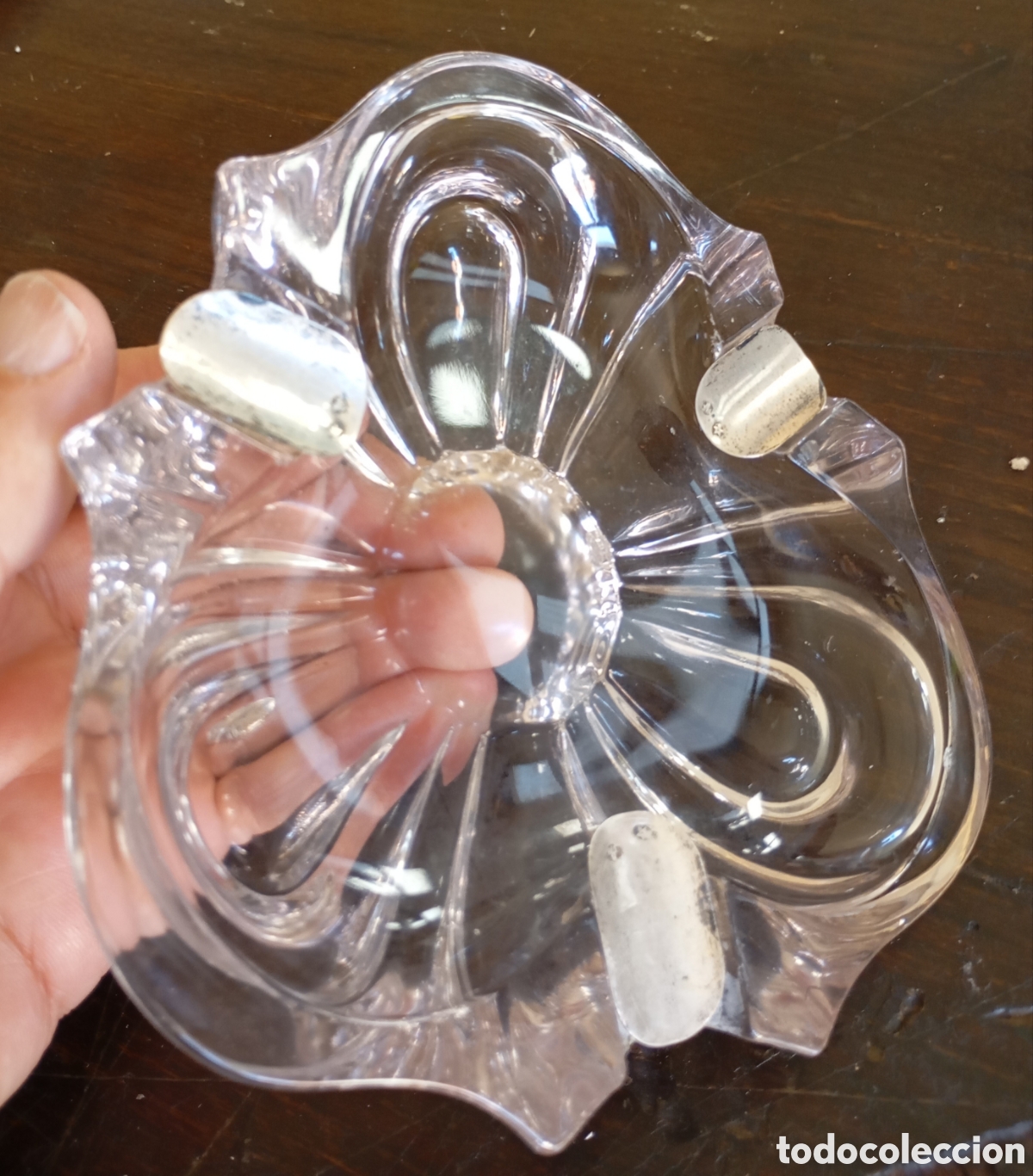 Antiques: Cristal tallado y plata con contrastes antiguo cenicero decorativo