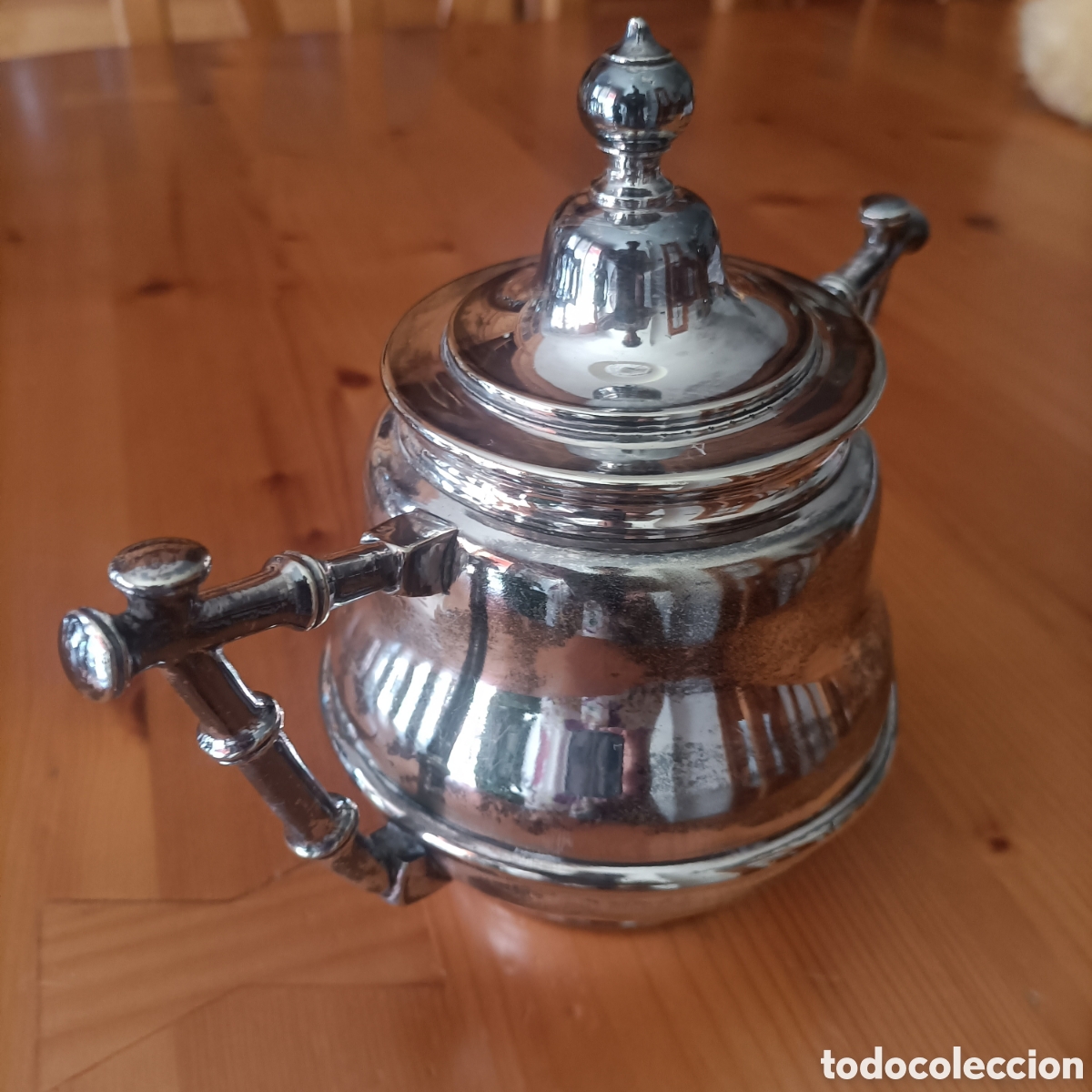 Antig&uuml;edades: Azucarero de alpaca con tapa - Foto 2