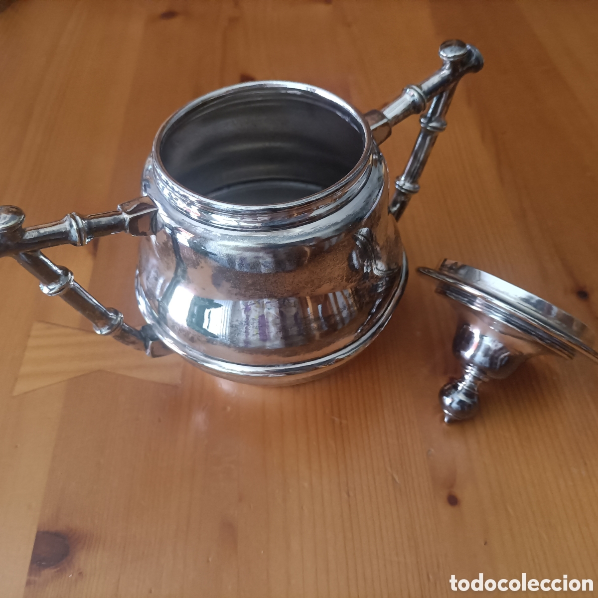 Antig&uuml;edades: Azucarero de alpaca con tapa - Foto 4