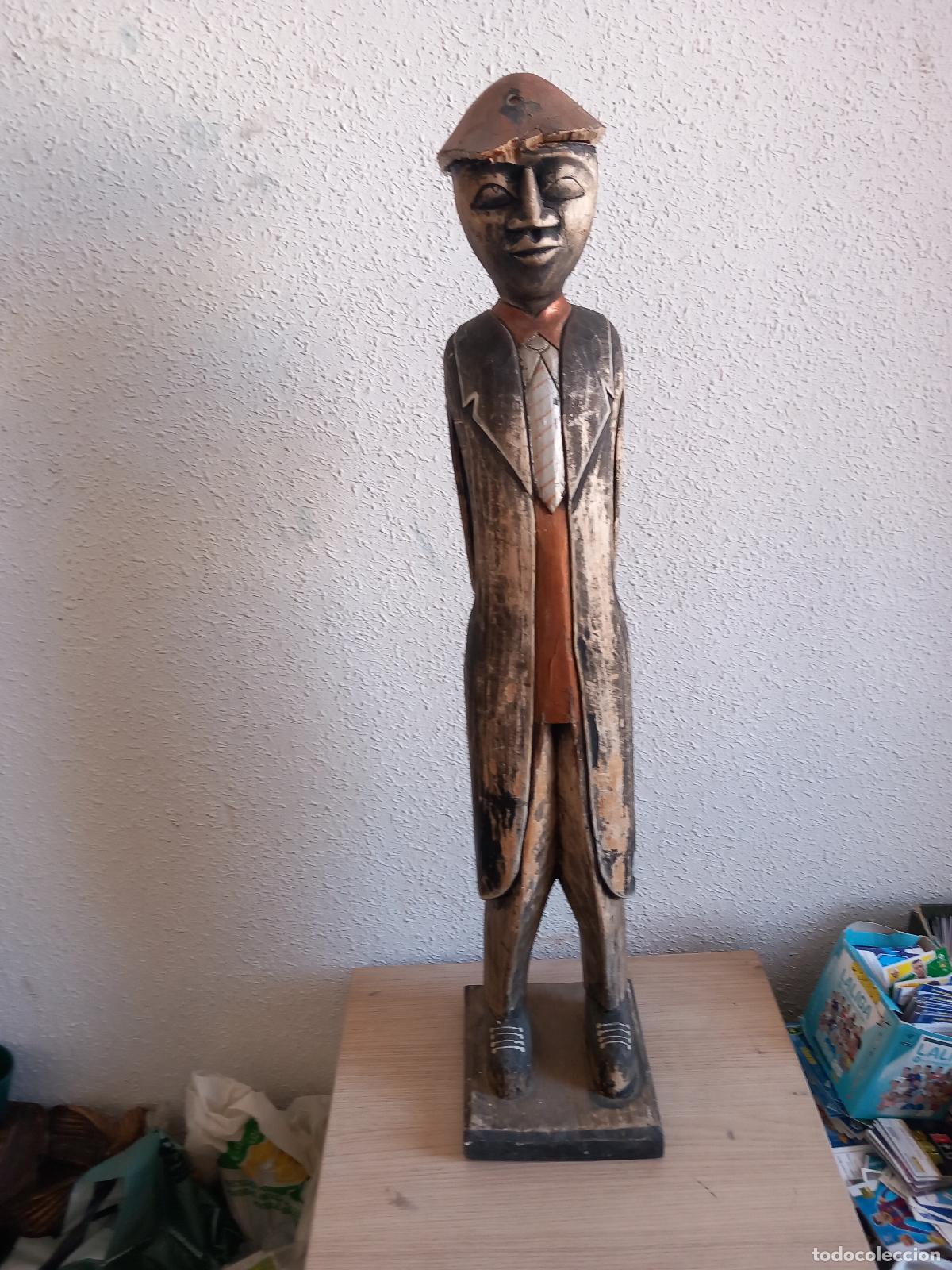 Antig&uuml;edades: TALLA DE MADERA 80 CM - Foto 1
