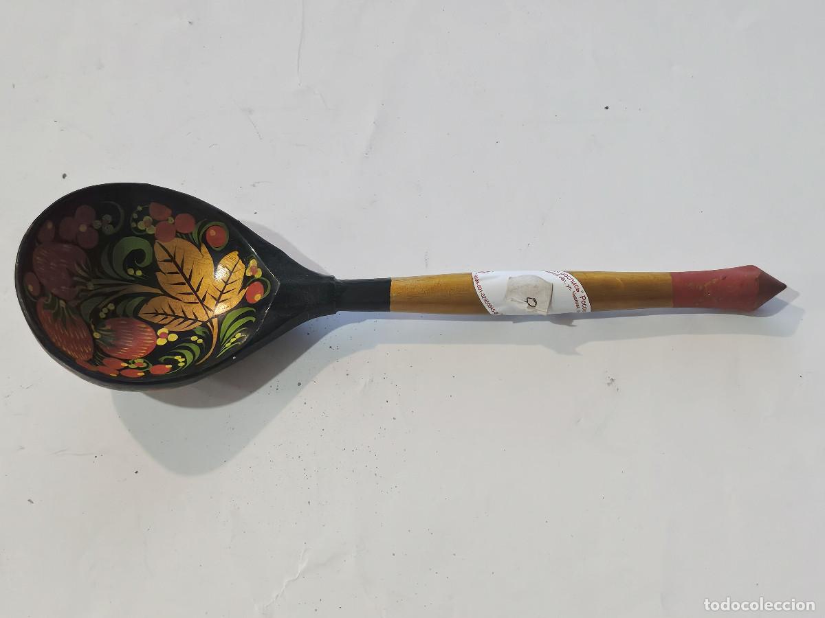 Antig&uuml;edades: cuchara de madera decioracion rusa - Foto 1