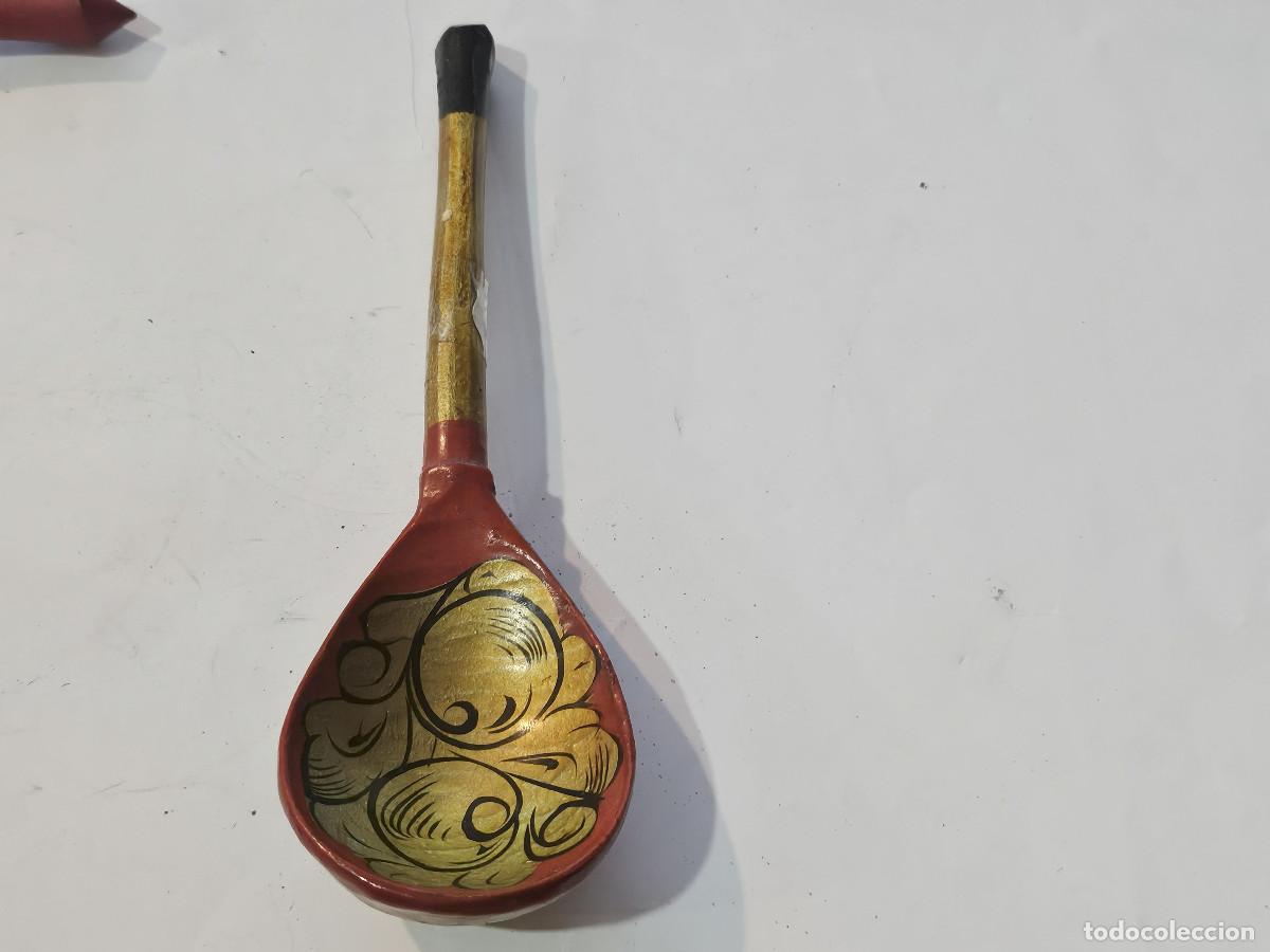 Antig&uuml;edades: cuchara de madera decioracion rusa - Foto 1