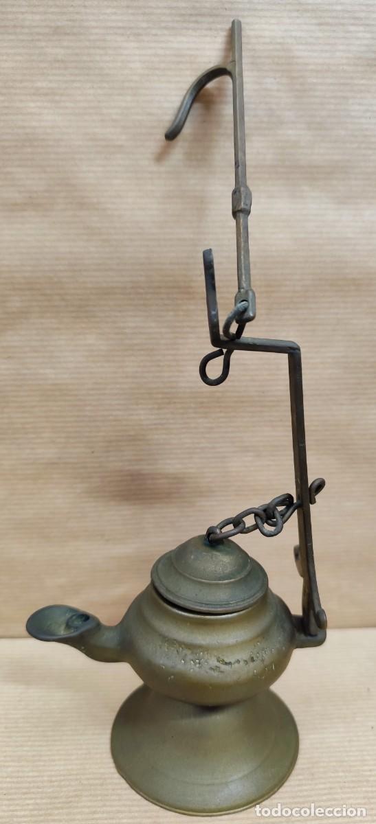 Antig&uuml;edades: L&aacute;mpara de aceite en bronce - Foto 2