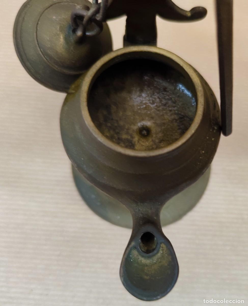 Antig&uuml;edades: L&aacute;mpara de aceite en bronce - Foto 5