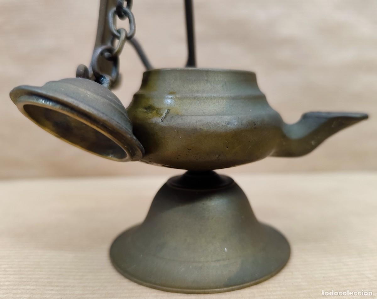 Antig&uuml;edades: L&aacute;mpara de aceite en bronce - Foto 6